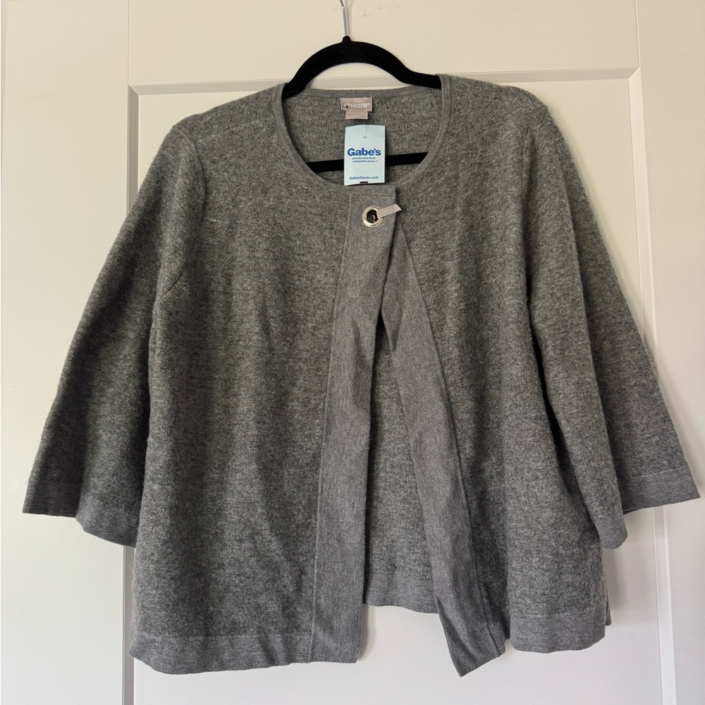 NWT Chico's Classic Gray Cardigan Size M